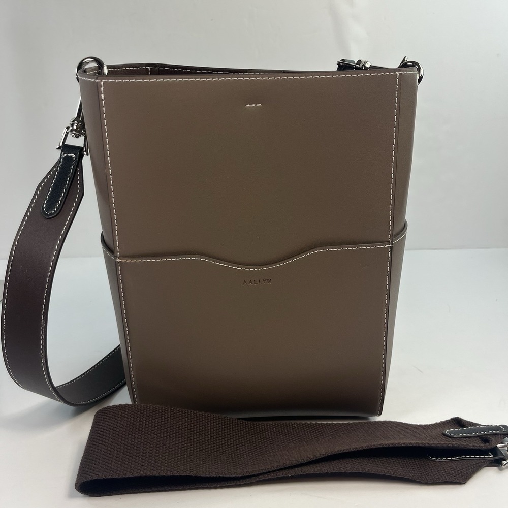 Aallyn Leather Jordan Bucket Bag Wood Berry 8.5" W x 10.5" H x 5.25" D